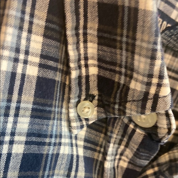 Aeropostale Blue and White Plaid Casual Button Down Shirt and Collar - Picture 6 of 6